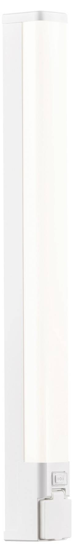 Een hoge, slanke witte LED-verlichtingselement verticaal gemonteerd, dat zacht, diffuus licht uitstraalt dat geschikt is voor binnengebruik.