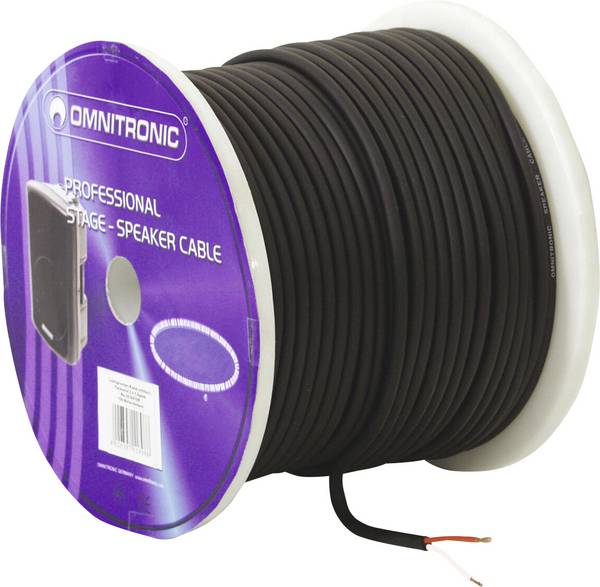 Omnitronic 3030011K Luidsprekerkabel 2 x 1.5 mm² + 2 x 1.5 mm² Zwart 100 m