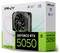 PNY GeForce RTX 5050 grafische kaart doos met 8GB GDDR6. Benadrukt functies zoals DLSS 4, ray tracing en stealth-modus.