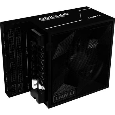 'Lian Li' voedingseenheid, model 'EG1000G', voorzien van meerdere kabelaansluitingspoorten; ontworpen voor high-performance pc's.
