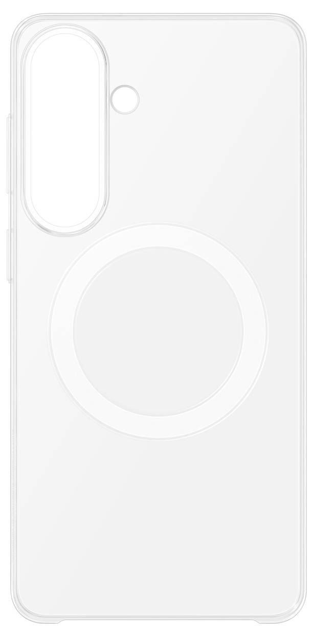 Een zwart smartphonehoesje met een circulair ontwerp in het midden en twee uitsnijdingen voor camera's in de rechterbovenhoek.