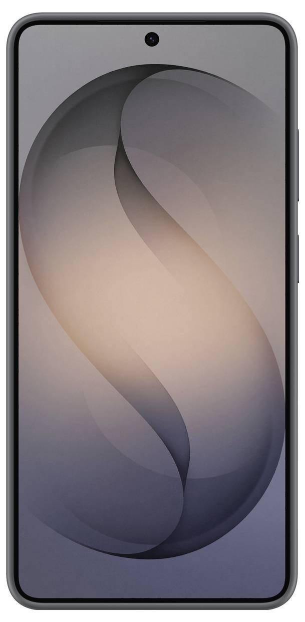 Smartphone met een modern, elegant ontwerp met een groot scherm, dunne schermranden en een centraal geplaatste frontcamera.