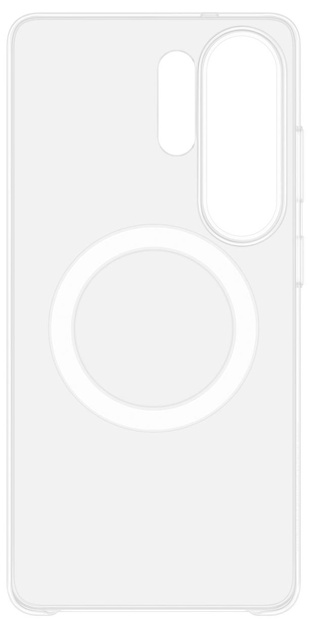 Doorzichtig hoesje voor telefoon met een geïntegreerde MagSafe-ring voor compatibiliteit met draadloos laden.