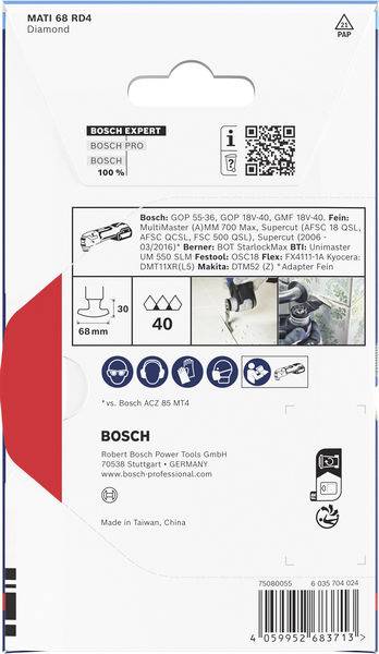 Bosch Accessories 2608902082 2608902082 Multitool schuurblad Diamant 68 mm 1 stuk(s)-0