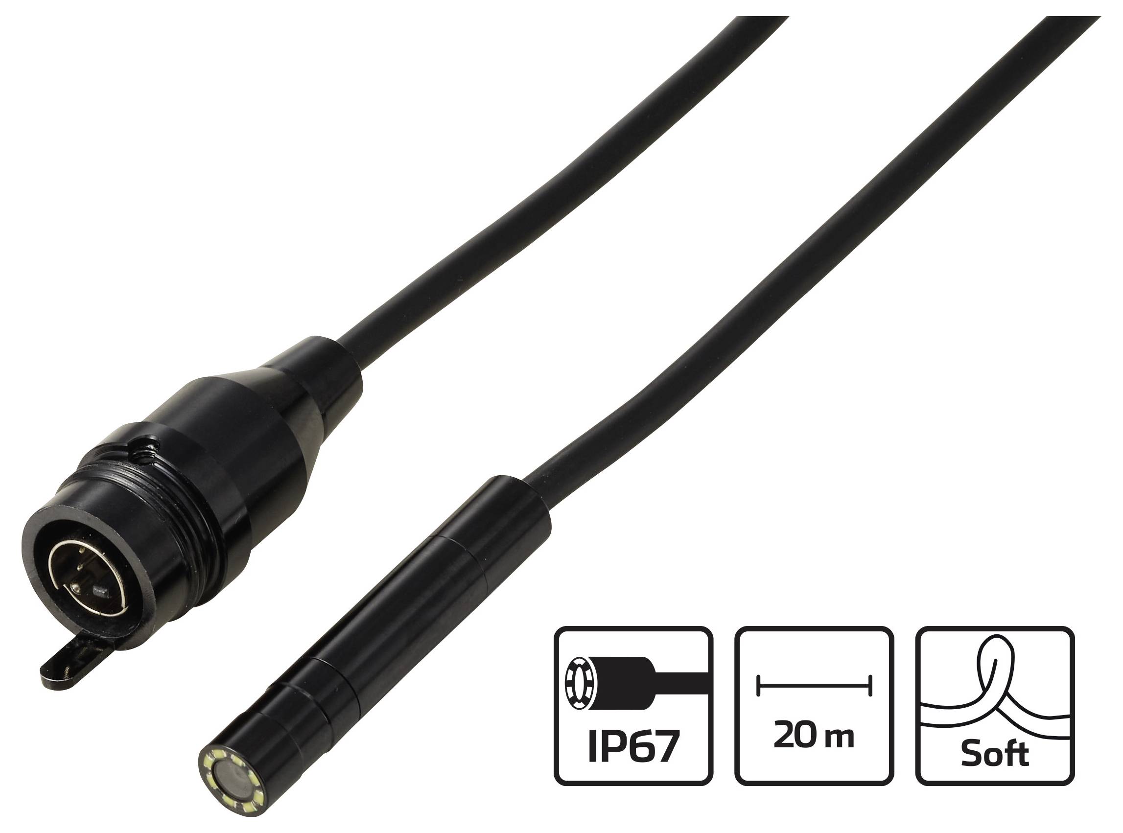 VOLTCRAFT BS-805 Camerakabel Sonde-Ø 8 mm 20 m Hoge resolutie, LED-verlichting, Waterdicht-5