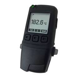 Een temperatuurmeetapparaat toont '182.6°C' op het scherm, met bedieningsknoppen eronder.