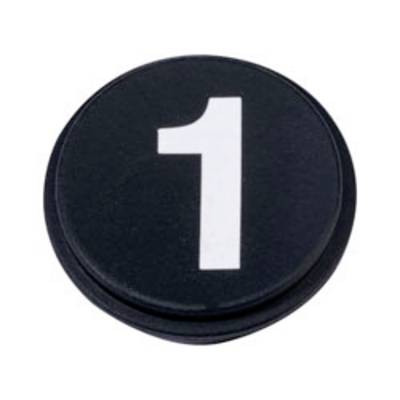 Een zwarte ronde knop met een wit '1' in het midden.
