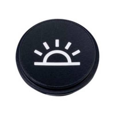 Knop met een zonsopgang pictogram, dat een aan/uit functie voor verlichting of schermhelderheid suggereert.