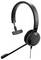 Een zwart over-ear koptelefoon met een bevestigde microfoon, ontworpen voor audiocommunicatie of luisteren.