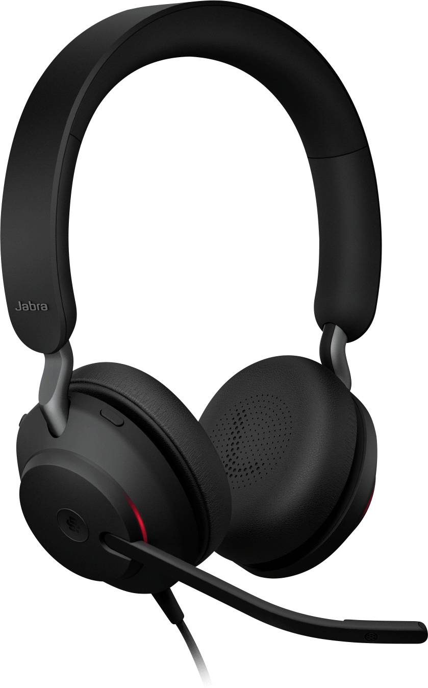 Zwarte over-ear koptelefoon met microfoonboom, ontworpen voor professioneel audio- en communicatiegebruik.