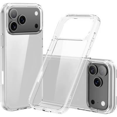 Drie doorzichtige smartphonehoezen weergegeven, met zicht op voor- en achterkant. De afbeelding benadrukt het transparante, beschermende ontwerp van elk hoesje.
