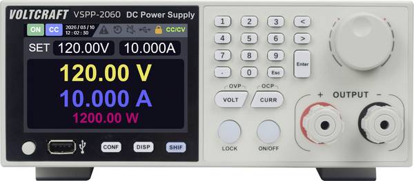 VOLTCRAFT VSPP-2060 19" labvoeding, regelbaar 0 - 600 0 - 10 A 2000 W USB, RS485, LAN Programmeerbaar, Op afstand bedienbaar Aantal uitgangen: 1 x