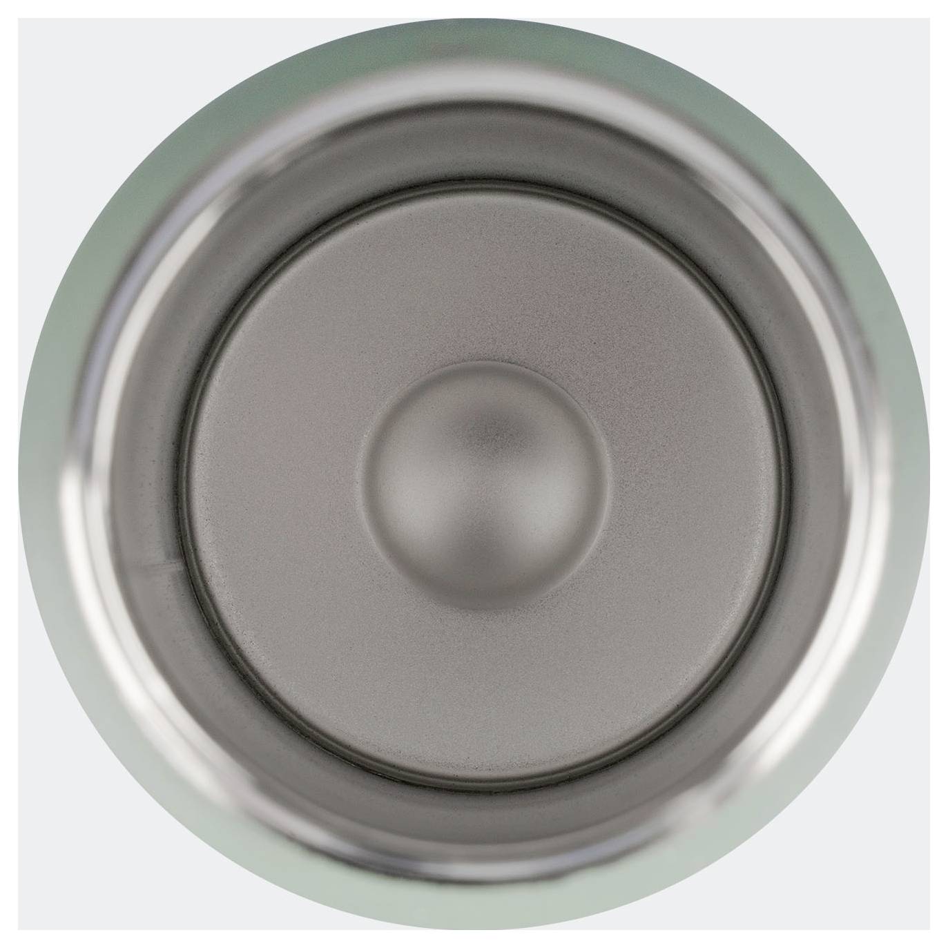 De afbeelding toont een bovenaanzicht van een ronde zilveren luidspreker met een centraal gewelf en buitenring, mogelijk onderdeel van een audioapparaat.