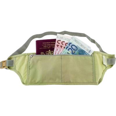 Een reistasje met geld dat een paspoort en verschillende eurobiljetten bevat.