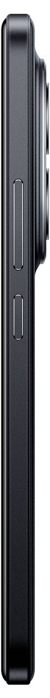 Zijkant van een zwarte smartphone met twee knoppen aan de rand en een uitstekende camermodule aan de achterkant.