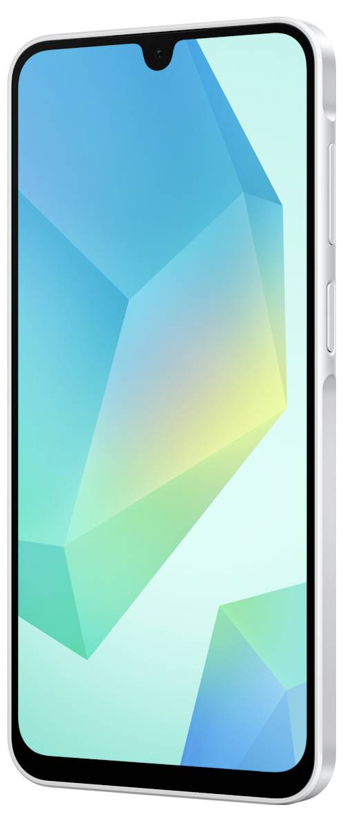 Een zwarte smartphone met drie achteraamera's verticaal uitgelijd in de linkerbovenhoek, met een stijlvol ontwerp.
