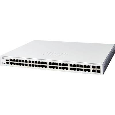 Een netwerkswitch met 48 Ethernet-poorten, gebruikt voor het verbinden van apparaten in een lokaal netwerk.