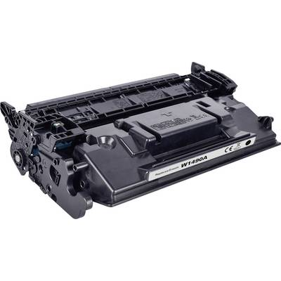 Zwarte tonercartridge voor een printer, weergegeven in drie-kwart aanzicht op een witte achtergrond.