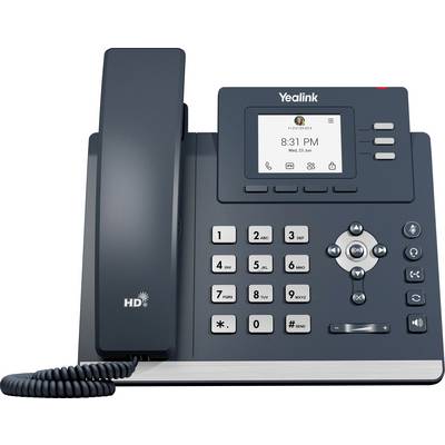 'Een Yealink kantoortelefoon die 20:31 uur en de datum wo, 28 jun op het scherm weergeeft. Inclusief toetsenblok, display en hoorn.'