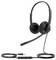 Zwart headset met microfoon en inline-bediening, voorzien van een USB-verbinding en verstelbare hoofdband. Ideaal voor telefoongesprekken of gamen.