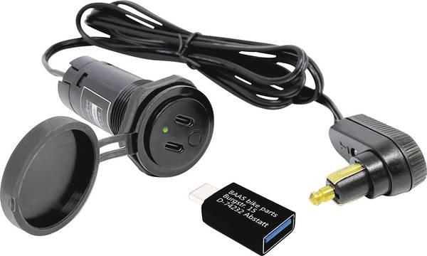 BAAS USB22 Tankschokkabel met 2 USB-C-aansluitingen en 1 USB-A-adapter BAAS USB22