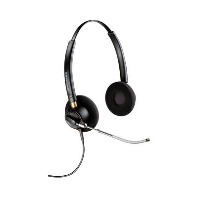Zwarte over-ear koptelefoon met boomtmicrofoon en bedrade verbinding, getoond op een witte achtergrond.