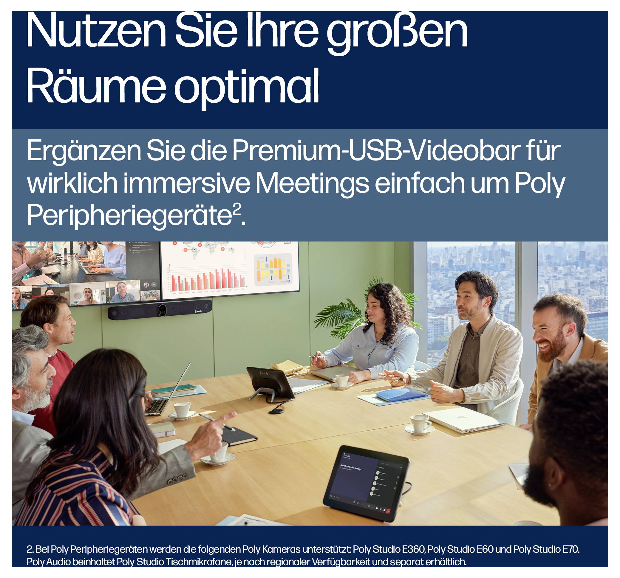HP Poly HP Poly V72 UVB Video Bar Modulair 4K-videoconferentiesysteem 3840 x 2160 Pixel-7