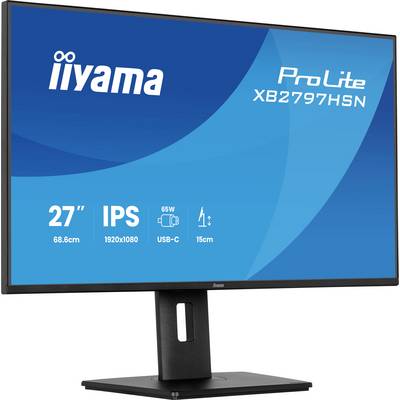 Iiyama ProLite XB2797HSN 27-inch IPS-monitor met 1920x1080 resolutie, USB-C 65W-laden en 15 cm hoogteverstelling.