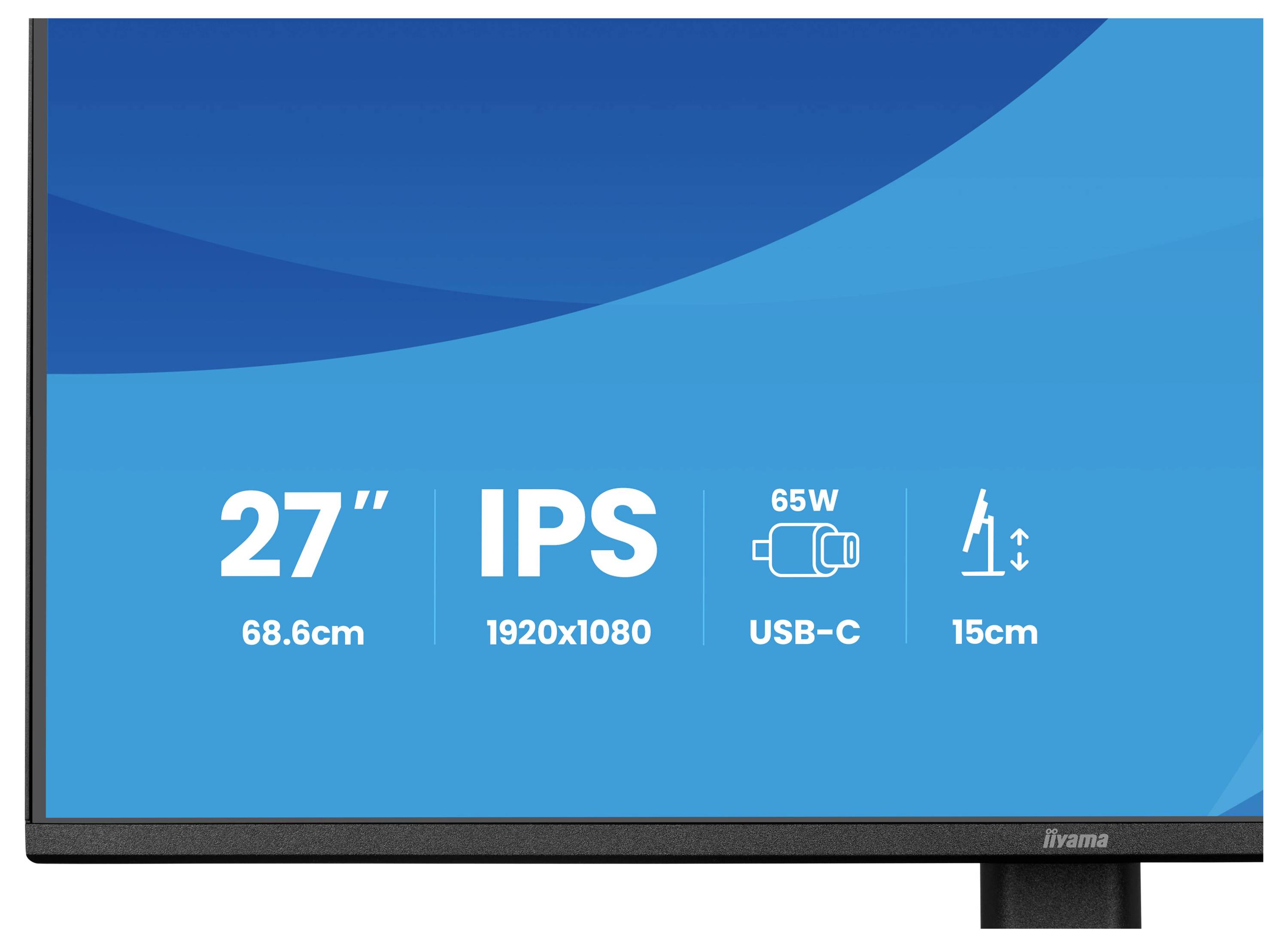 Een hoek van een blauw monitoscherm met een 2x2W-luidsprekerpictogram, wat dubbele 2-watt luidsprekers in het scherm aangeeft.