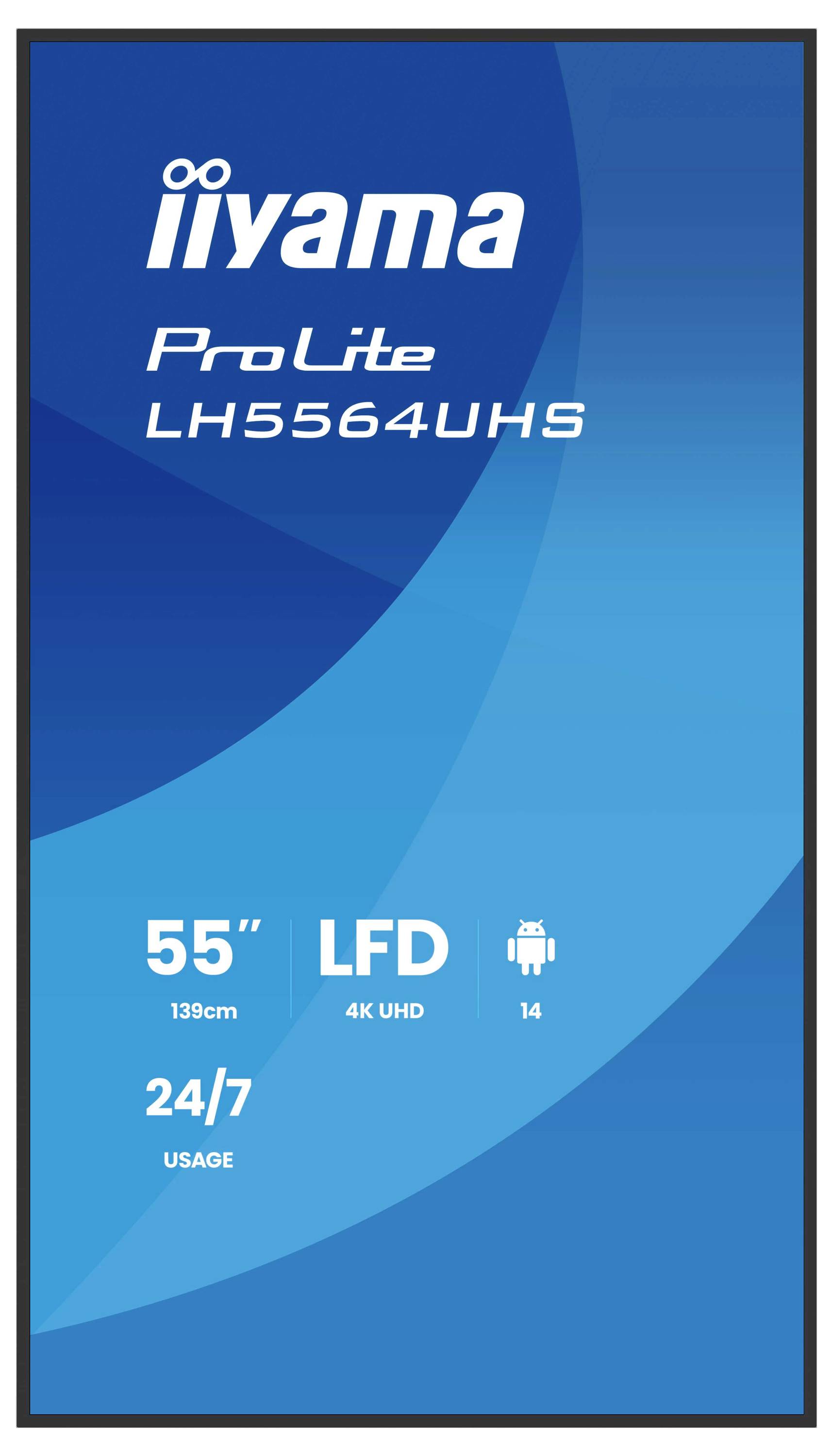 'iiyama ProLite LH5564UHS, 55" scherm, 4K UHD, LFD, Android 14, 24/7 gebruiksmogelijkheid.'