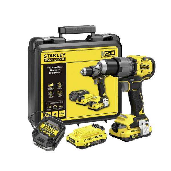 STANLEY V 20 SFMCD726D2K-QW Accu-klopboor/schroefmachine   18 V Aantal meegeleverde accu's: 2 2 Ah Li-ion Incl. 2 accu's, Incl. lader