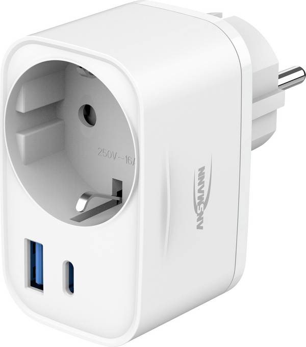 Ansmann HS220 USB-oplader 20 W 1x USB-A, 1x USB-C USB PD Wit Binnen Snellader