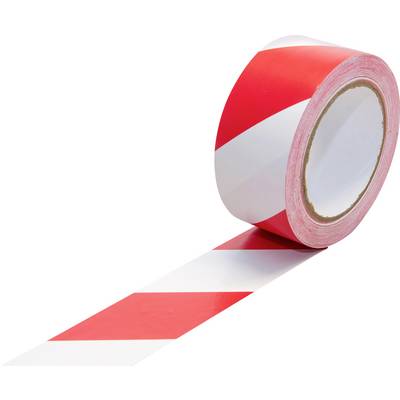Rol rood-wit gestreepte afzetband die zich over een witte achtergrond afwikkelt.