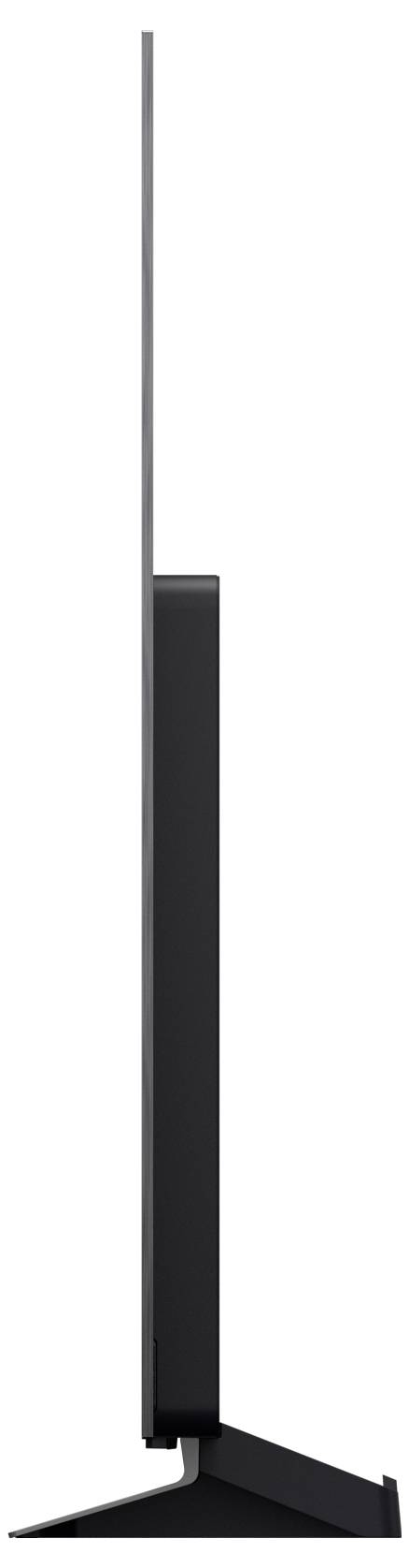 Een zwart, L-vormig metalen steun of standaard met een lange verticale paal en een brede basis op een witte achtergrond.
