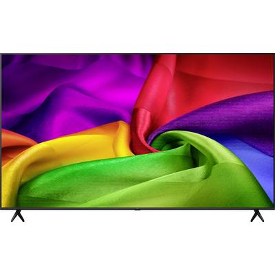 Flatscreen-televisie die een levendig regenboogkleurig abstract zijden stoofafbeelding weergeeft