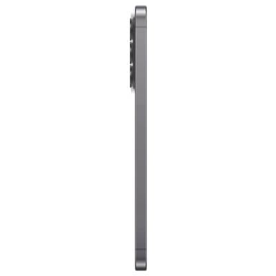 Zijkant van een metalen ronde knop of draaiknop, verticaal weergegeven tegen een effen witte achtergrond.