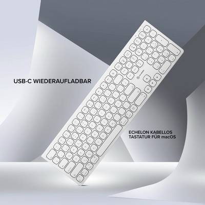 Alogic Echelon Extend Bluetooth Wireless Toetsenbord Draadloos QWERTZ, Duits Wit-0