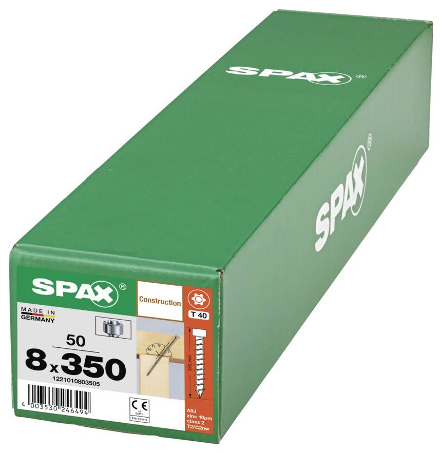 Groene doorschijnende kunststof opslagdoos met deksel en draaghandvaten, gelabeld SPAX Stick pro.