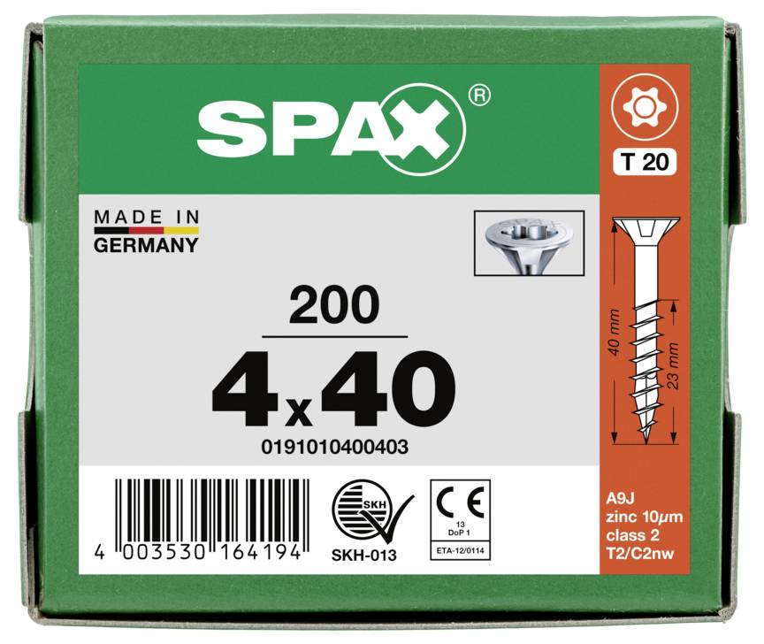 SPAX 0191010400403 Verzinkkopschroef 4 mm 40 mm T-STAR plus Staal 200 stuk(s)-8