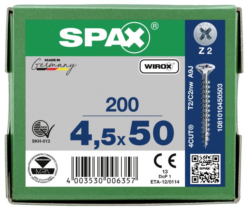 SPAX 1081010450503 Verzinkkopschroef 4.5 mm 50 mm Kruiskop Pozidriv Staal Galvanisch verzinkt 200 stuk(s)-7