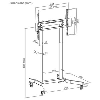 SpeaKa Professional SP-TVC-1700 TV-wagen 139,7 cm (55") - 254,0 cm (100") Vloerstandaard, Kantelbaar, Gemotoriseerd, In -12