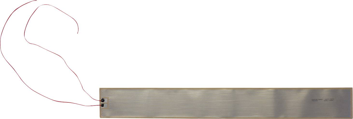 Lange rechthoekige metalen plaat op een witte achtergrond, met een rood handgetekend omtrek van een gebogen blad- of vlamvorm die naar het linkereinde wijst.
