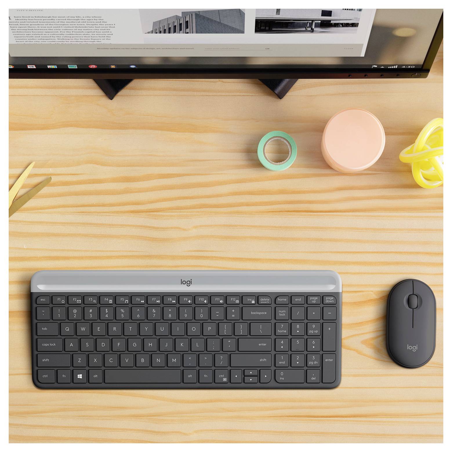 Logitech Slim Combo M Set met toetsenbord en muis Draadloos Numeriek toetsenbord AZERTY, Belgisch Grafiet-23