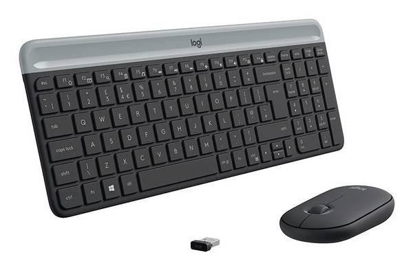 Logitech Slim Combo M Set met toetsenbord en muis Draadloos Geluidsarme toetsen QWERTY, US-Engels Grafiet