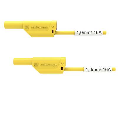 Twee gele elektrische connectoren met kabels gelabeld '1,0mm² 16A' op een witte achtergrond.