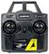 Zwarte AMEWI vier-kanaal 2.4GHz afstandsbediening met twee joysticks, aan/uit-schakelaar en start-/landingsknoppen voor een helikopter of drone.