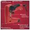 Red Arrow elektrische nietmachine op rode achtergrond met Duitse aanwijzingen: compact ergonomisch ontwerp, antislip zachte grip, 30 nieten/nagels per minuut, gemakkelijk laden van onderaf, veiligheidsstop.