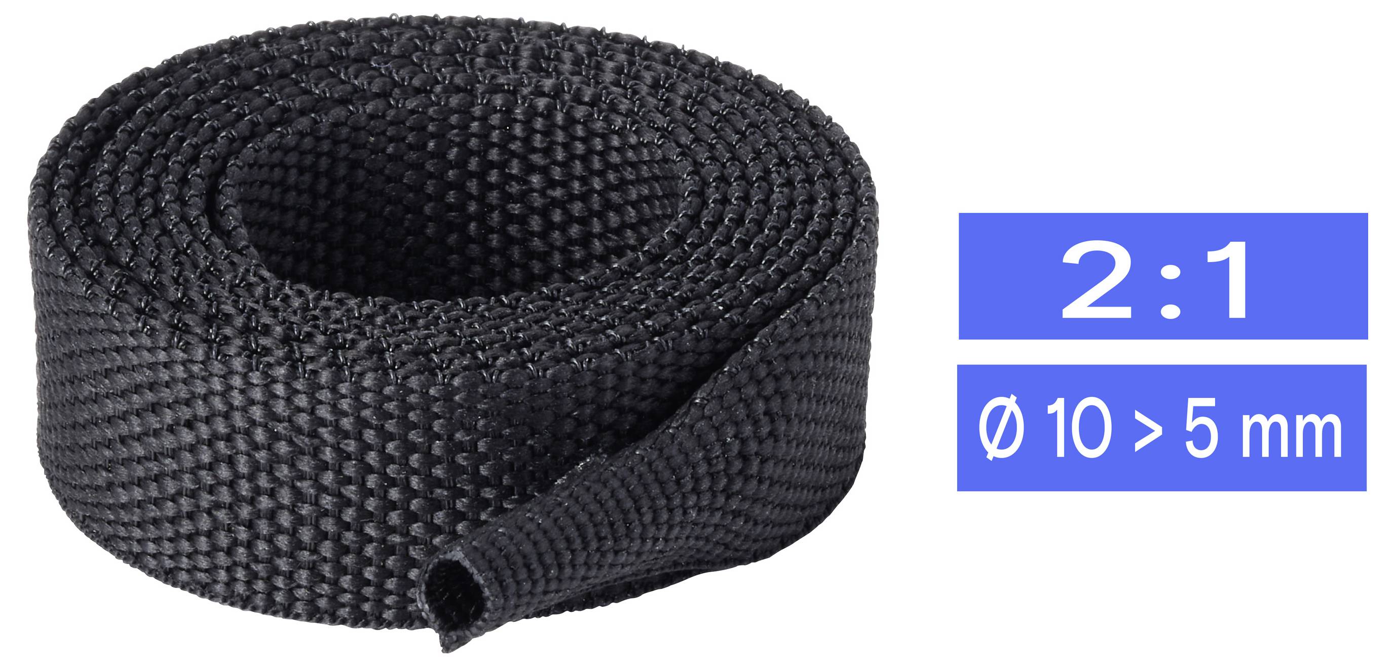 TRU COMPONENTS TC-14976068 Krimpkous van textiel Zwart 10 mm 5 mm Krimpverhouding:2:1 per meter