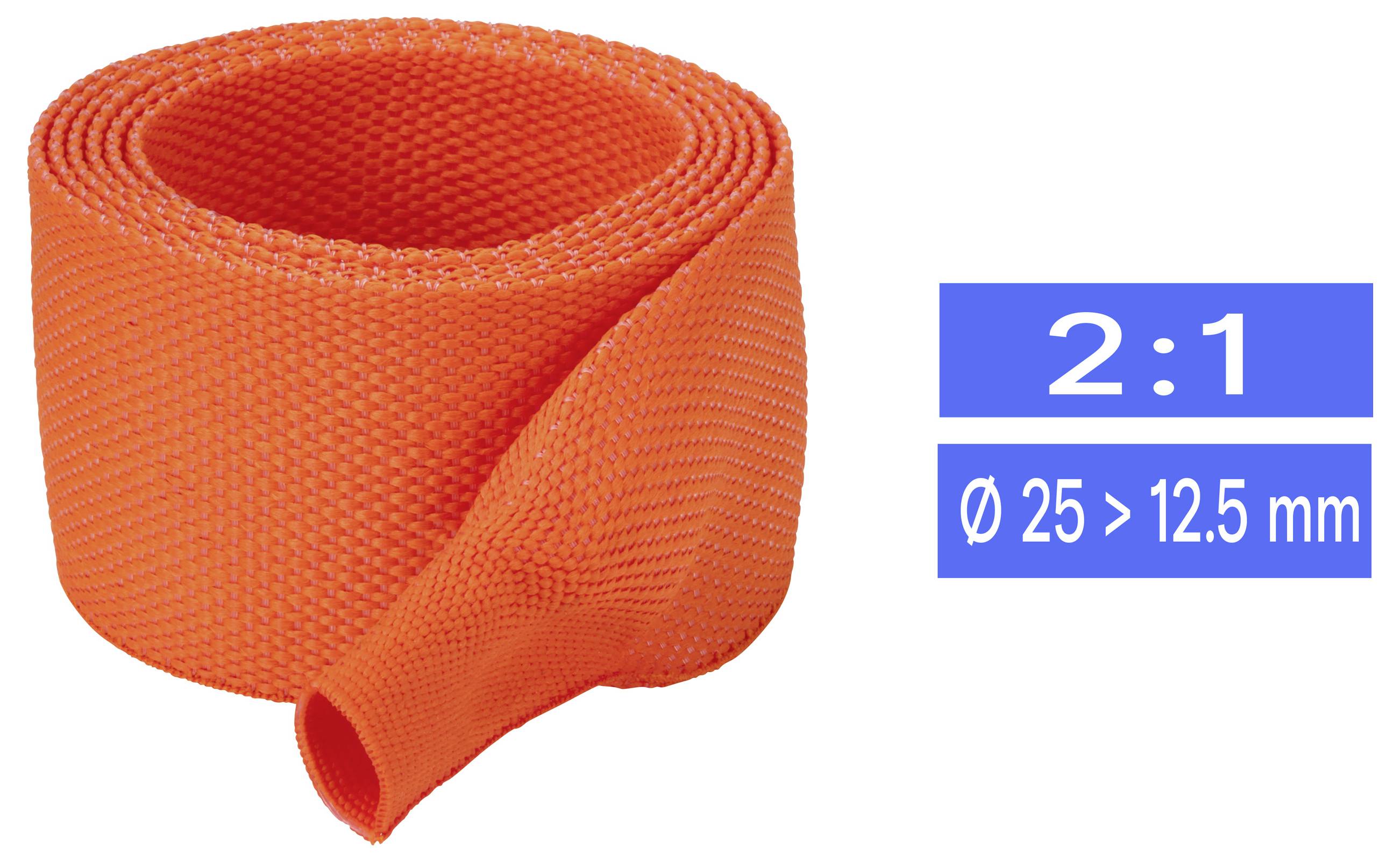 TRU COMPONENTS TC-14976144 Krimpkous van textiel Oranje 25 mm 12.5 mm Krimpverhouding:2:1 per meter-0
