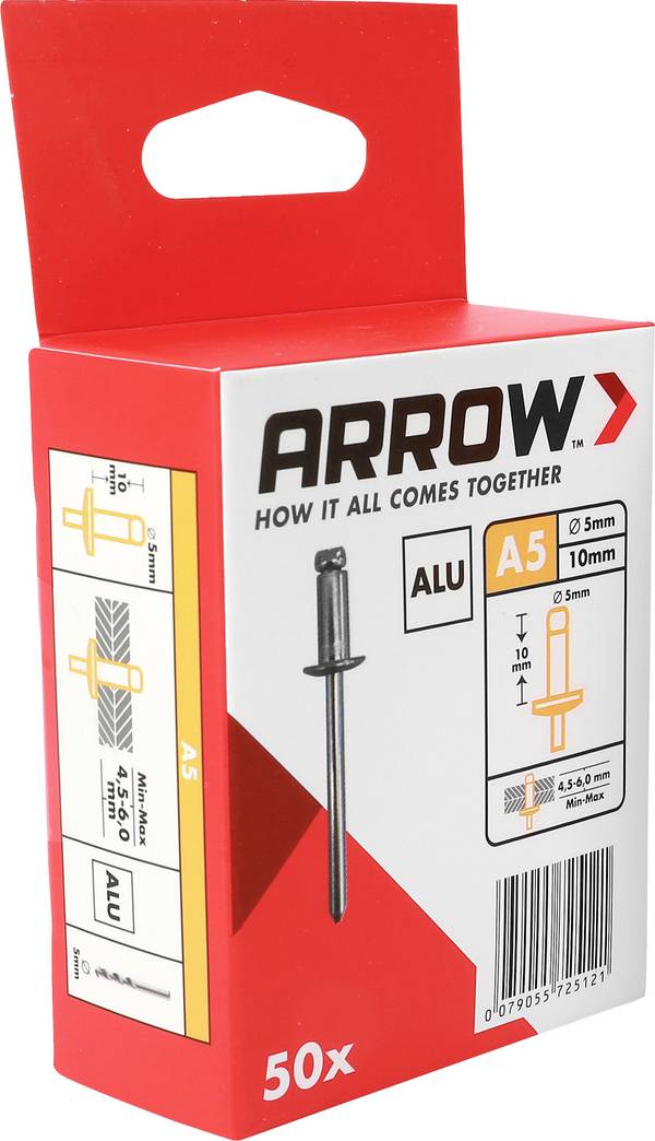Arrow Tool Group 725121 Popnagel (Ø x l) 5 mm x 10 mm  Aluminium Aluminium Aluminium RA 5 X 10 ALU 50ST 50 stuk(s)
